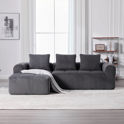 Compact Sofa Soft, Modular Sofa with Side Pocket and Beverage Holder, High Quality Comfort for Long Sitting, Incl. Pillows