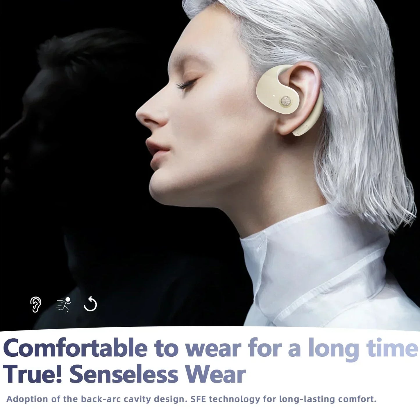 Wireless Headphones Comfortable Ear Hook Touch Control Earbuds with Mic Wireless Bluetooth Headset Phone Earphones Game