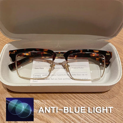 ISLINO Anti Blue Light Reading Glasses Women Square Fashion Photochromic Prescription Glasses Men Myopia Hyperopia Eyewear