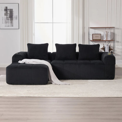 Compact Sofa Soft, Modular Sofa with Side Pocket and Beverage Holder, High Quality Comfort for Long Sitting, Incl. Pillows