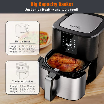 KitCook Large Air Fryer, 1500W 7QT AirFryer Cooker, Adjustable Temperature 100-400°F, 8 Presets Menu, Digital Touch Screen, Nons