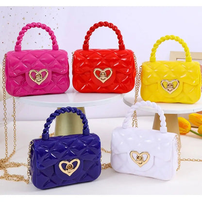 Fashion Kids PU Leather Crossbody Bags Girls Heart Shoulder Bags Children Mini Coin Purses Jelly Bag Kids Handbag Gifts