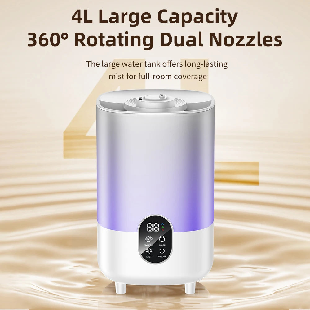 4L Air Humidifier Portable Small Aroma Diffuser 2 Spray Ports Large Capacity usb umidificador Home UV sterilization Humidifier