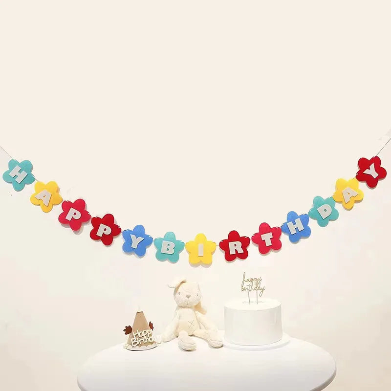 Rainbow Color Birthday Happy Party Banner Be Happy Hanging Banner Garland Daisy String Banner Wedding Banner Home Party Decor