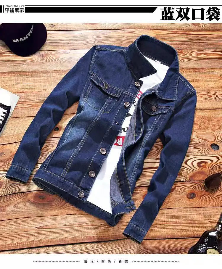 Spring Autumn Mens Denim Jacket + Jeans Pants Set Fashion Letters Printed Coat Trousers Two Piece Denim suit