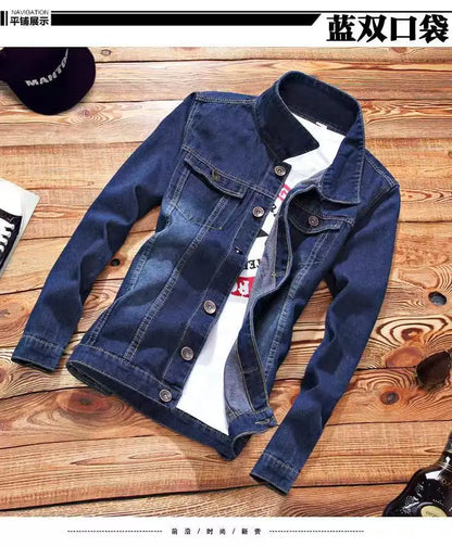Spring Autumn Mens Denim Jacket + Jeans Pants Set Fashion Letters Printed Coat Trousers Two Piece Denim suit