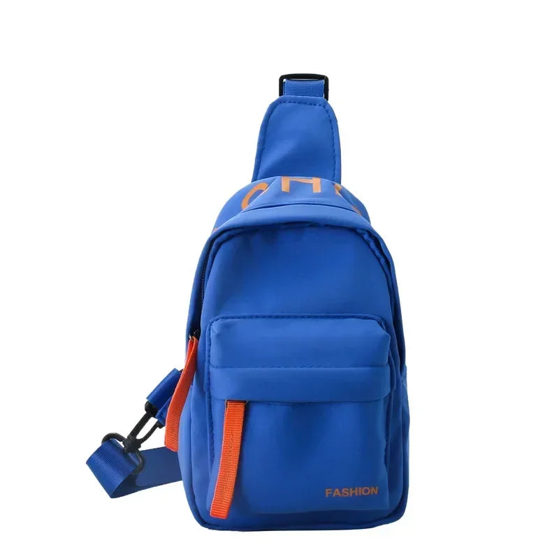 Cool kids bags for boys. Contrast color chest bag for little boys to go out Canvas messenger bag for coins