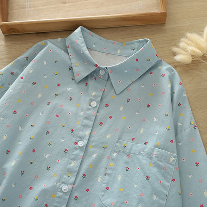 2026 Spring New Women Printed Shirts Long Sleeve Blouses Lazy Lady Tops Casual Female Clothes