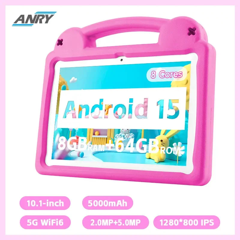 Paitanry 10.1 Inch Kids Tablet 8GB(4+4 Expand) RAM 64GB ROM CPU A523 2.0GHZ 5000Mah Octa-Core Learning Education Children Tablet