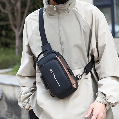Sac à bandoulière élégant pour hommes – Tissu Oxford durable, sac de poitrine à bandoulière avec poche pour téléphone, fermeture