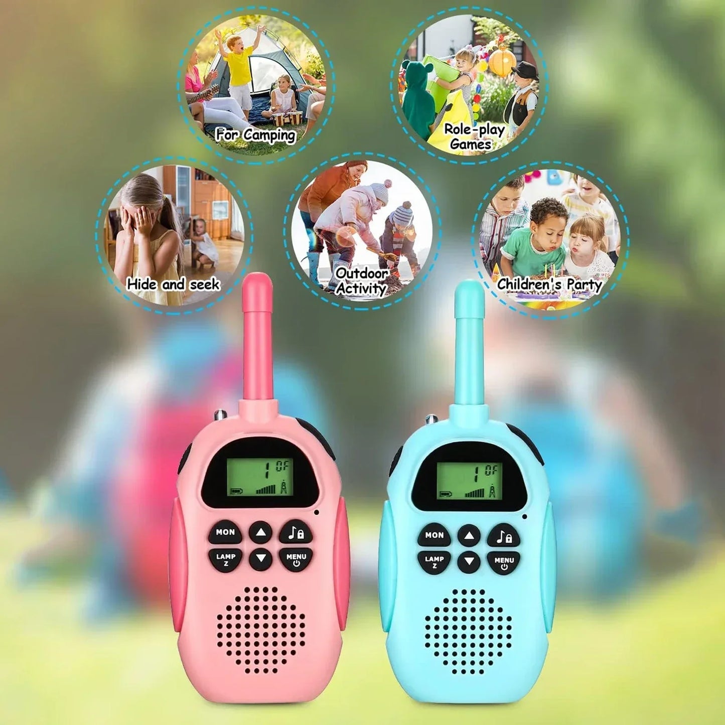 2 Pcs Walkie Talkies for Kids Toys Rechargeable Battery Walkie Talky 22 Channels 2 Way Radio 3KM Long Range for Children Gifts