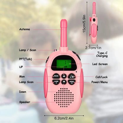 2 Pcs Walkie Talkies for Kids Toys Rechargeable Battery Walkie Talky 22 Channels 2 Way Radio 3KM Long Range for Children Gifts
