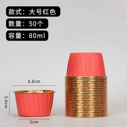 50pcs Golden Muffin Cupcake Paper Cup Oilproof Cupcake Liner Baking Cup Tray Case Wedding Party Caissettes Cupcake Wrapper Paper