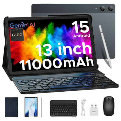 DOOGEE Tab E3 Pro 2 in 1 Tablet PC Gemini AI 13'' IPS Display 8GB 256GB 11000mAh Battery Android 15 High Quality Quad Speakers