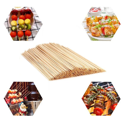 LMETJMA 90 Pcs 25cm Natural Bamboo BBQ Skewers Bamboo Sticks BBQ Kabob Skewers For Grilling Appetiser Barbecue JT47