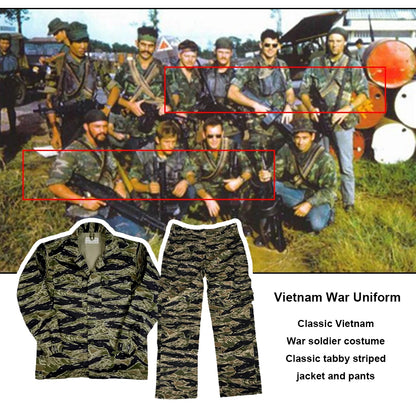 Tiger Jacket Vietnam Suit Tabby Striped Top and Pants Replica World War II Equipment Casual Training Suit WW2