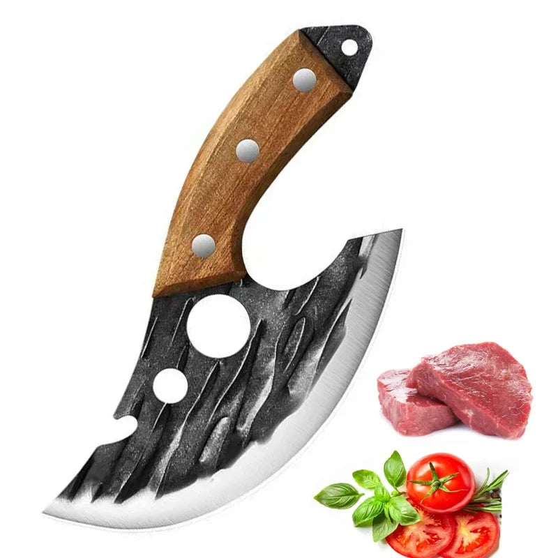 Forged Meat Cleaver Kitchen Chef Knife Fishing Boning Fruit Cutting Knife BBQ Butcher Portable Utility Knife Can Opener