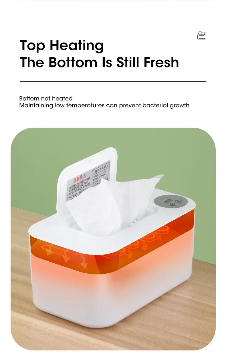 Portable Baby Wipe Warmer 2-in-1 Heated Towel Dispenser with LED Display Heating Box for Home Car Travel Accessories