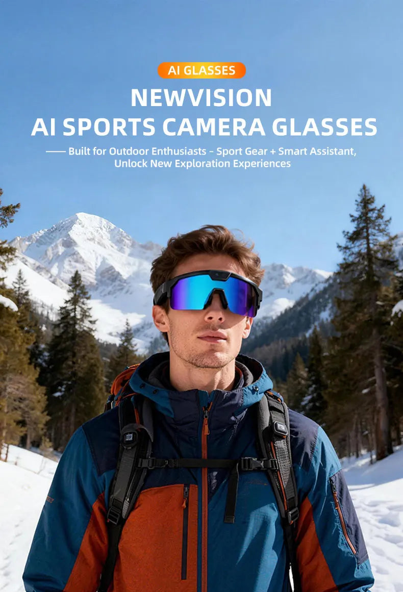 2026 New AI Smart Sports shooting&amp;recording Glasses 800W Camera HD Anti-shake Bicycle Riding Shooting Artifact Windproof Goggles