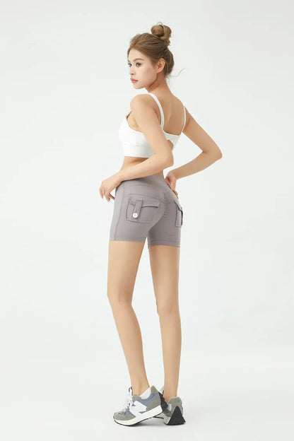 Peach Butt Fitness Shorts Women's Exercise Three-Quarter Pants Cargo Air Dry Pocket Yoga  Tight  Lift Summer
