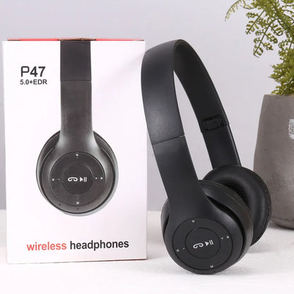 Wireless Bluetooth Headphones Head Mounted P47 Foldable Bass Sport Earphones Universal for Mobile Computer PC Gaming Running Gym