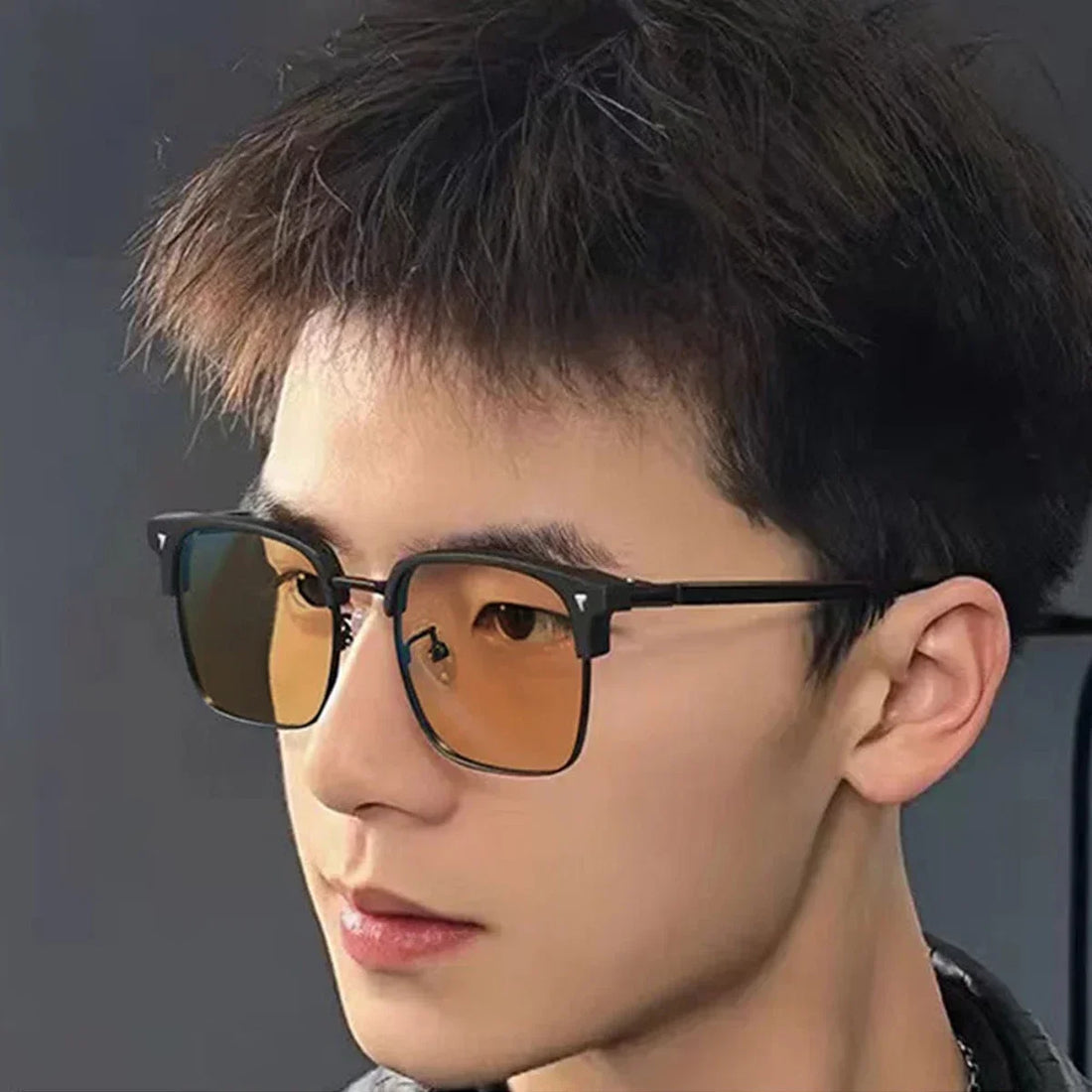 Intelligent Color Changing Minus Eyeglasses with Diopter 0 To -4.0 Vintage Square Half Frame Photochromic Near Sight Glasses