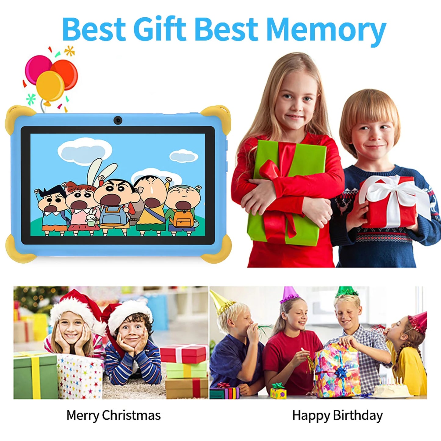 2026 New 7 Inch Cartoon Pattern Kids' tablets Quad Core 4GB RAM 64GB ROM 5G WiFi Learning Education Games Tablet Children's Gift