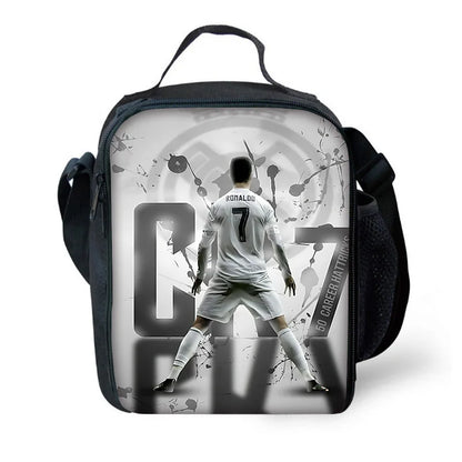 Child School Football R-RonaldoS CR7 Backpack with Lunch Bags ,Pencil Bags ,School Bags for Boys Girls Best Gift
