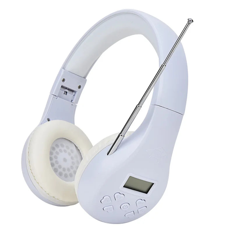 Head-mounted Headset FM Radio Headphone Stereo Headset Wireless Digital Display Headset Portable Walking Radio Receiver Earphone