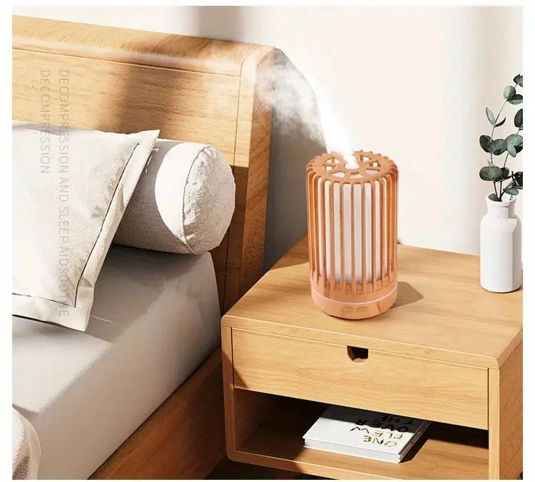 Air Humidifier Aromatherapy Machine Bird Cage Ultrasonic USB Humidifier, Essential Oil Diffuser With Colorful Night Lights