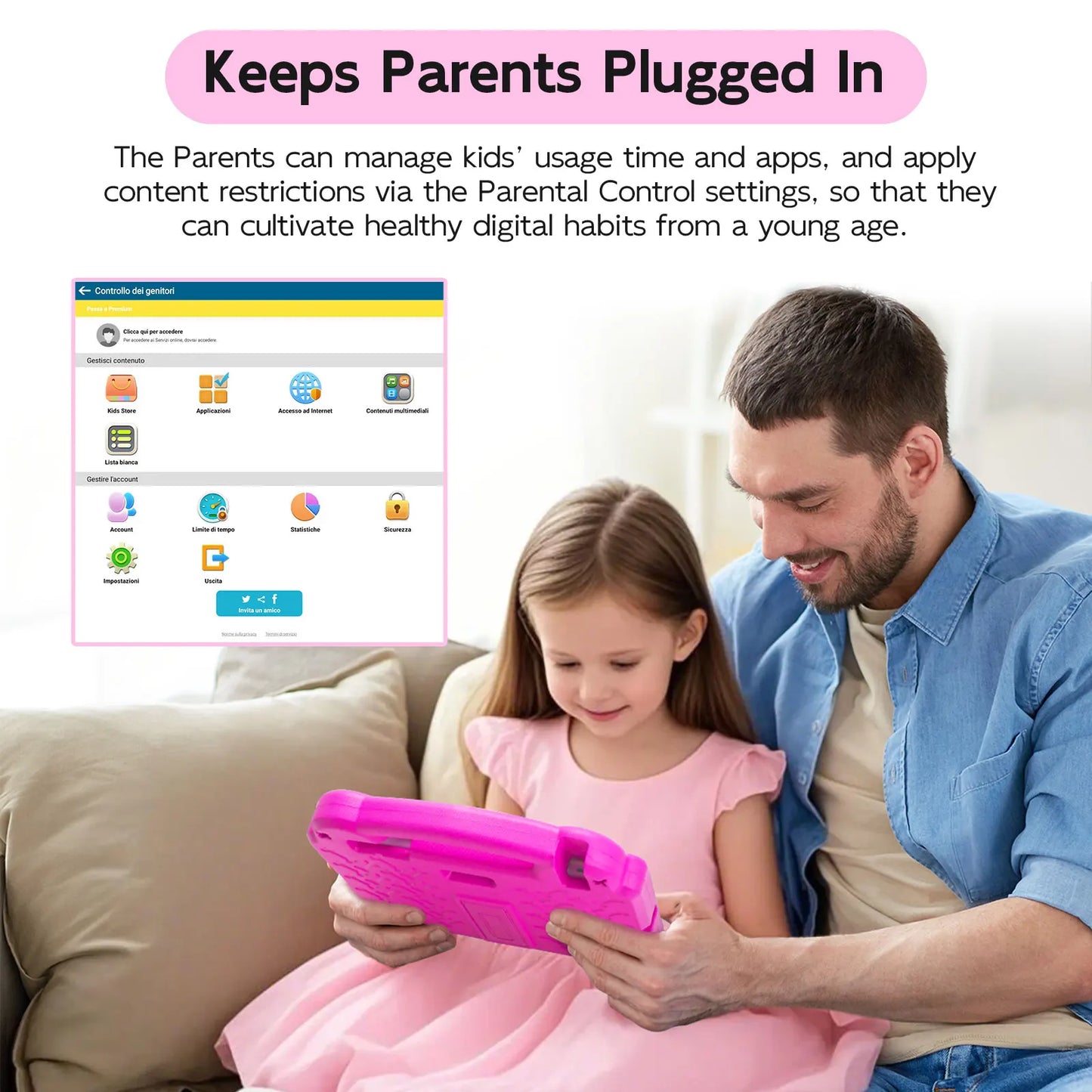 Paitanry 10.1 Inch Kids Tablet 8GB(4+4 Expand) RAM 64GB ROM CPU A523 2.0GHZ 5000Mah Octa-Core Learning Education Children Tablet