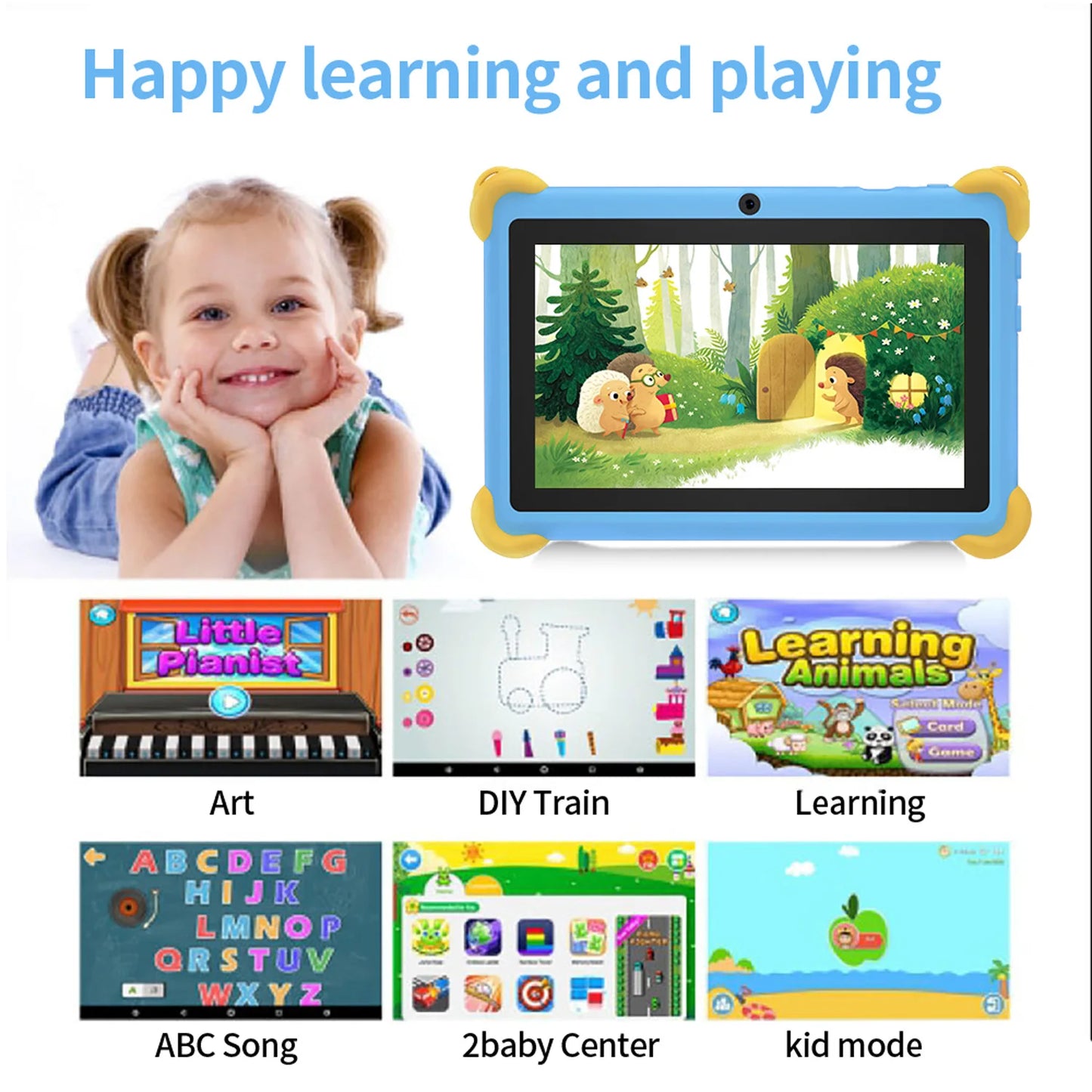 2026 New 7 Inch Cartoon Pattern Kids' tablets Quad Core 4GB RAM 64GB ROM 5G WiFi Learning Education Games Tablet Children's Gift
