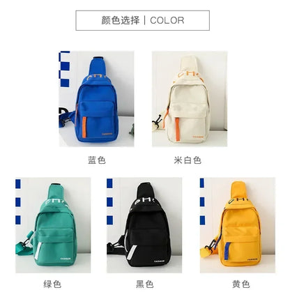Cool kids bags for boys. Contrast color chest bag for little boys to go out Canvas messenger bag for coins