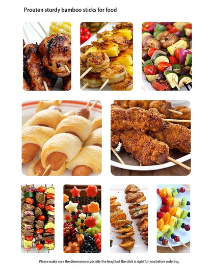 LMETJMA 90 Pcs 25cm Natural Bamboo BBQ Skewers Bamboo Sticks BBQ Kabob Skewers For Grilling Appetiser Barbecue JT47