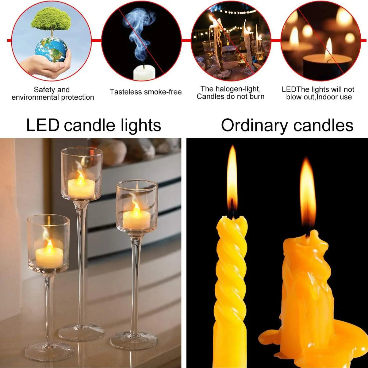 Flameless Led Candles Battery Operated Tea Lights Naturally Flickering