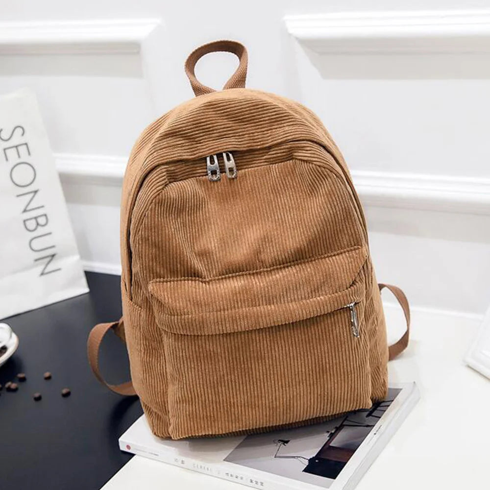 MARKROYAL Pure Color Corduroy Backpack Fashion Women School Backpack Women Backpack Teenger Girl School Bags Female Bagpack