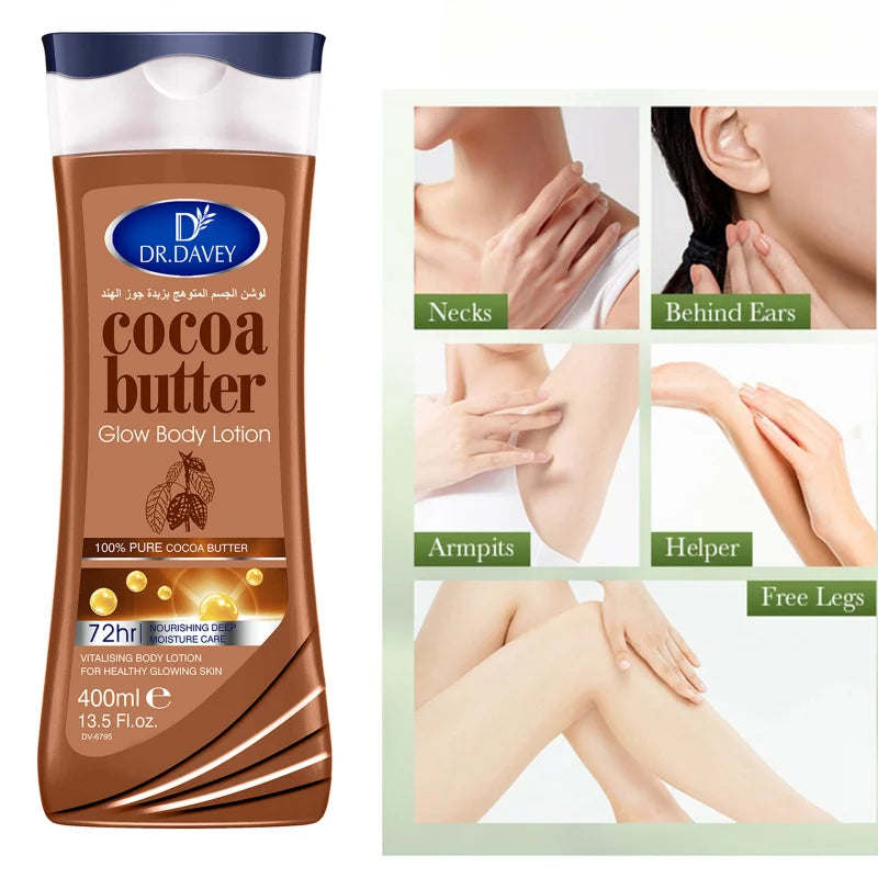 400ml large capacity cocoa fruit body lotion replenishes moisture, leaves a refreshing and non greasy scent