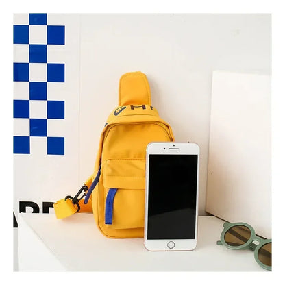 Cool kids bags for boys. Contrast color chest bag for little boys to go out Canvas messenger bag for coins