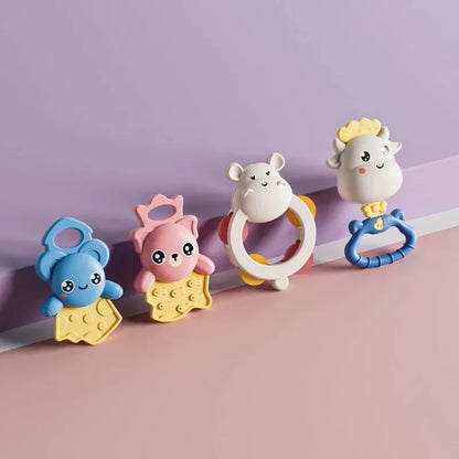 Baby Rattle 0-12 Months Newborn Soft Bell Teethers Hand Shaking Crib Mobile Ring Educational Toy For Children Set Gifts