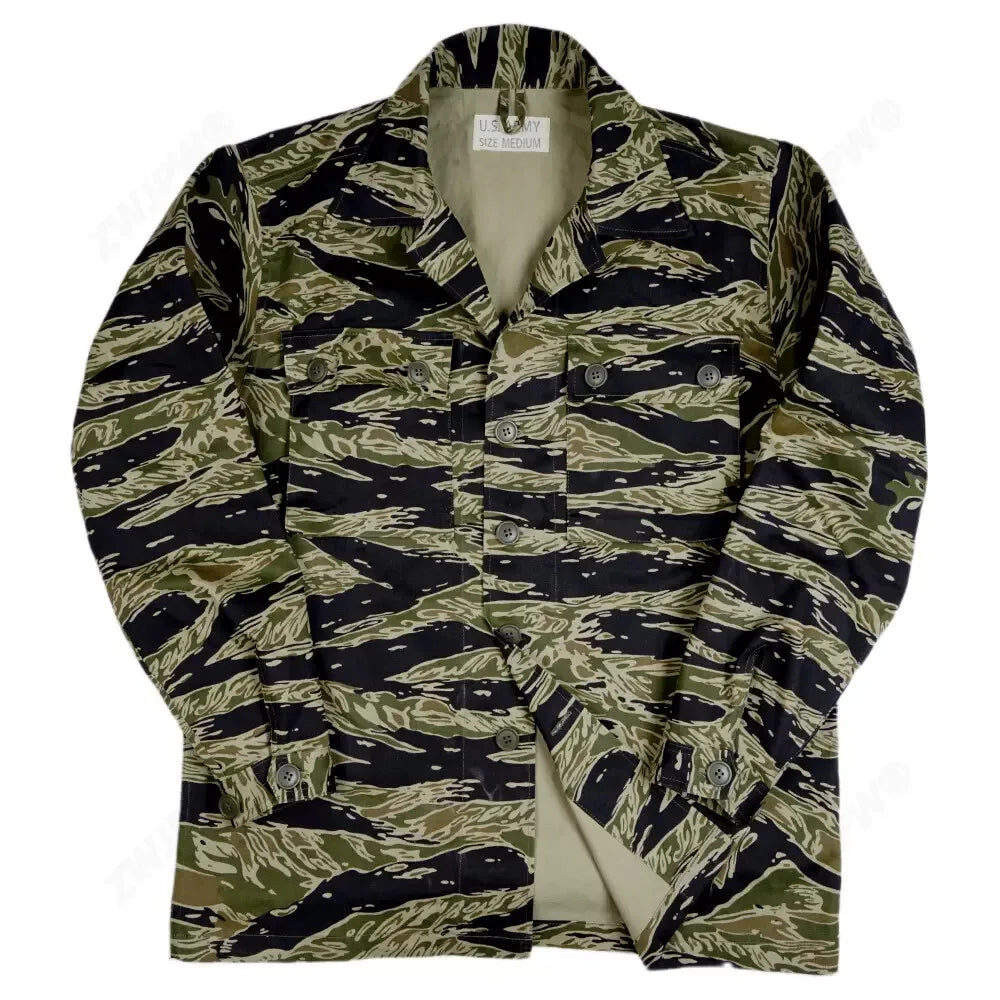 Tiger Jacket Vietnam Suit Tabby Striped Top and Pants Replica World War II Equipment Casual Training Suit WW2