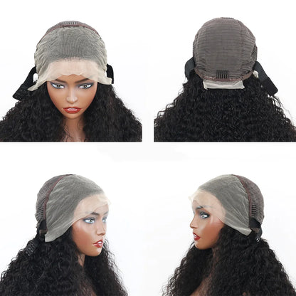 Deep Water Wave Human Hair Wig For Women Raw Indian Hair 13X4 Hd Transparent Lace Frontal Wig 16 18Inch Natural Color 250%