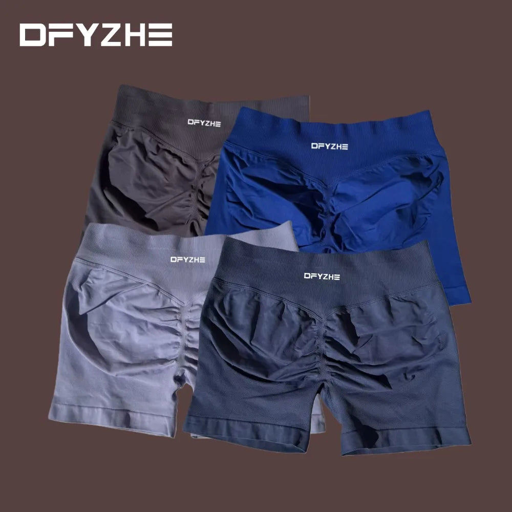 DFYZHE 4.5-inch yoga gym shorts, waist cinching and hip lifting shorts, seamless yoga shorts