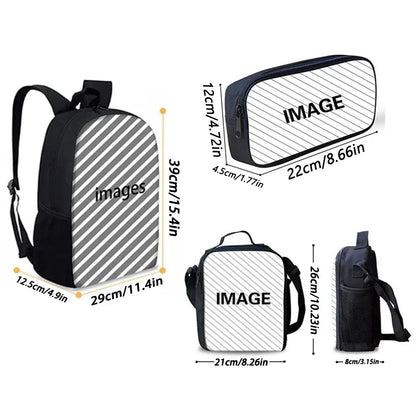 Child School Football R-RonaldoS CR7 Backpack with Lunch Bags ,Pencil Bags ,School Bags for Boys Girls Best Gift