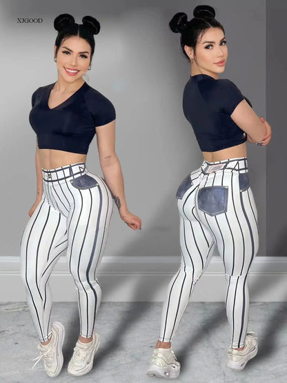 High Waist Elastic Denim Pants Women's Casual Slim Fit Trousers Breathable Comfortable Polyester Blend Spring Season