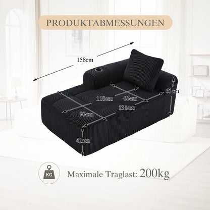 Compact Sofa Soft, Modular Sofa with Side Pocket and Beverage Holder, High Quality Comfort for Long Sitting, Incl. Pillows