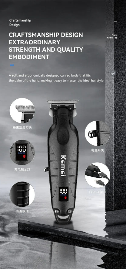 Kemei 2293 Professional Hair Beard Trimmer Men Barber Rechargeable Finish Hair Cutting Machine Zero Gapped Cordless Hair Clipper
