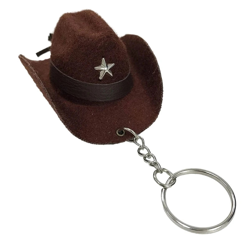 Cowboy Hat Keychain Sturdy and Fashionable Leather Cowboy Key Rings Accessory Drop Shipping
