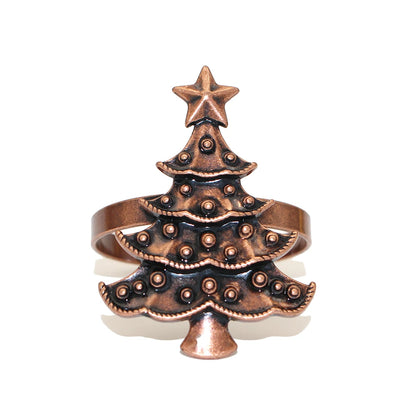 6Pcs Christmas Napkin Rings Gold Xmas Tree Deer Snowflake Hat Socks Napkin Buckles for Christmas Party Dinner Table Decorations
