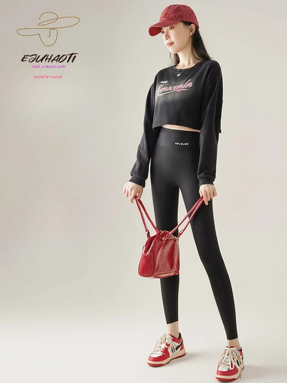 Naked Feeling Yoga Leggings Summer Thin High Waisted Hip Lifting Fitness Leggings Running Cycling Sports Pants Woman Clothing