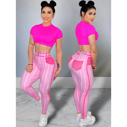High Waist Elastic Denim Pants Women's Casual Slim Fit Trousers Breathable Comfortable Polyester Blend Spring Season